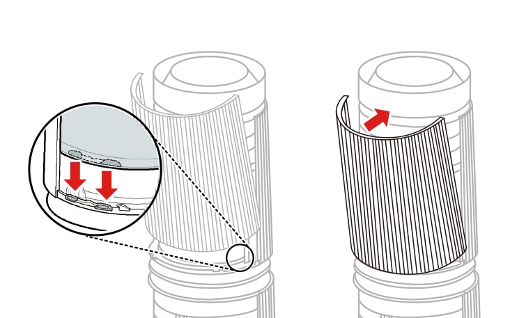 Insert the fixing part at the bottom of the cover into the fixing grooves at the bottom of the product and close the cover
