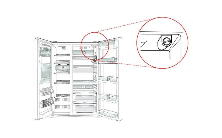 There's a water filter in the upper right corner of the refrigerator