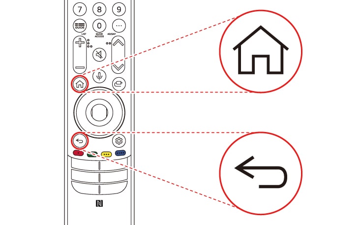 Remote Control Press and hold the HOME button and Back button at the same time for five seconds to unpair the Magic Remote Control with your TV Press and hold the Home button and Settings button together for more than 5 seconds to disconnect and reregister the Magic Remote Control at the same time