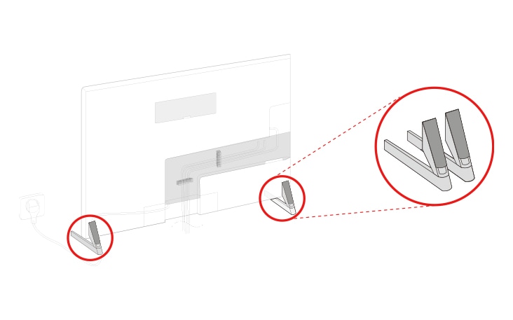 Pedestal Stand is located at the bottom of the back of the TV.