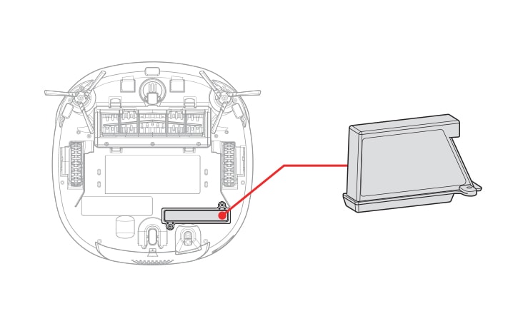 The battery is located on the bottom side of the robot cleaner