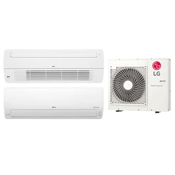 Images of indoor and outdoor AC units.