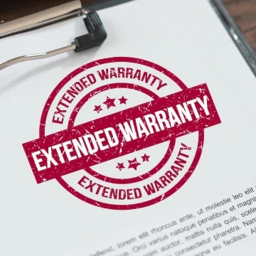 Image of document with Extended Warranty stamp.