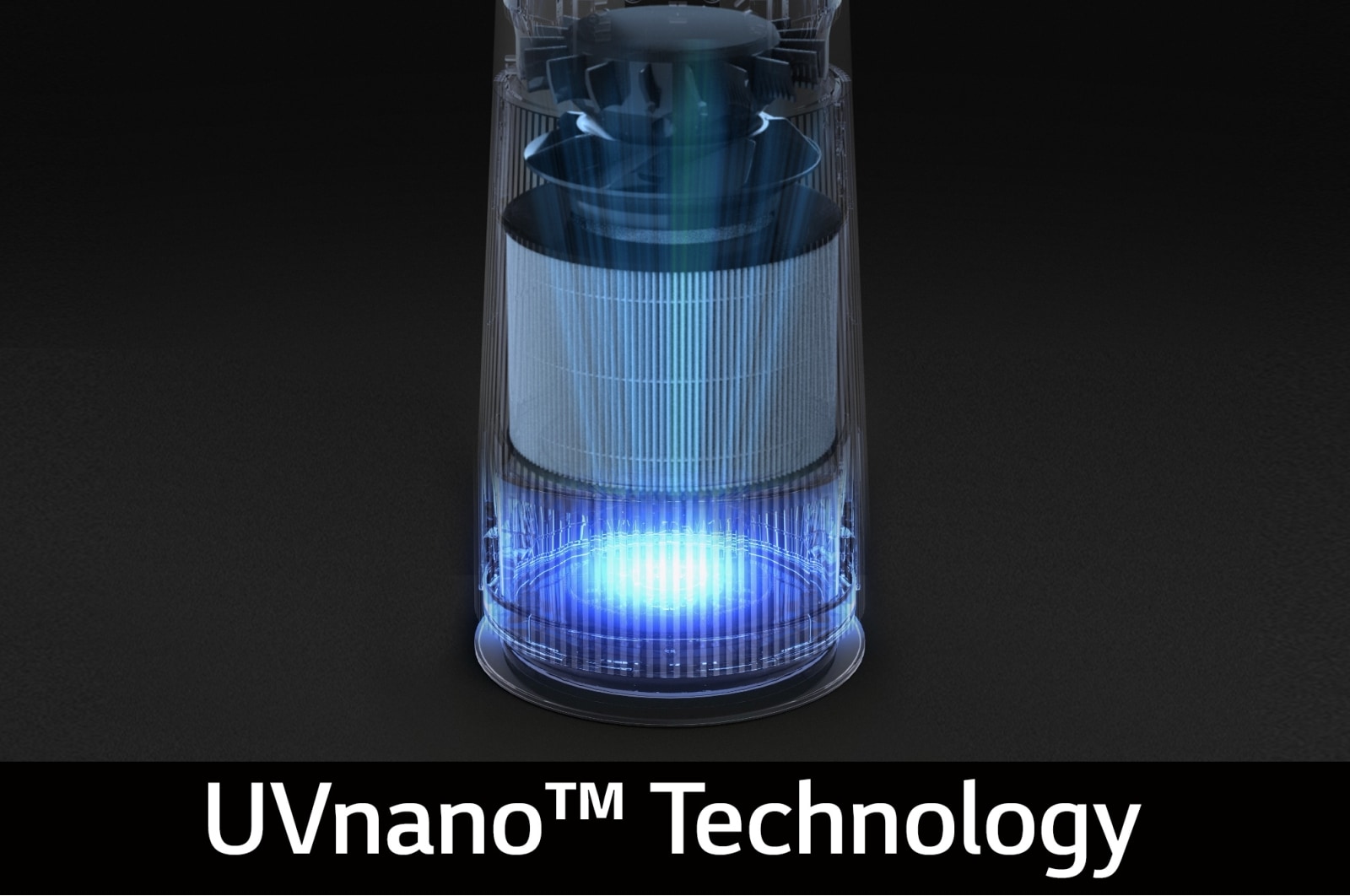 It shows that the filter of the product is separated through 3D images and harmful air is purified cleanly. After the air is purified, the filter and the product are combined again.