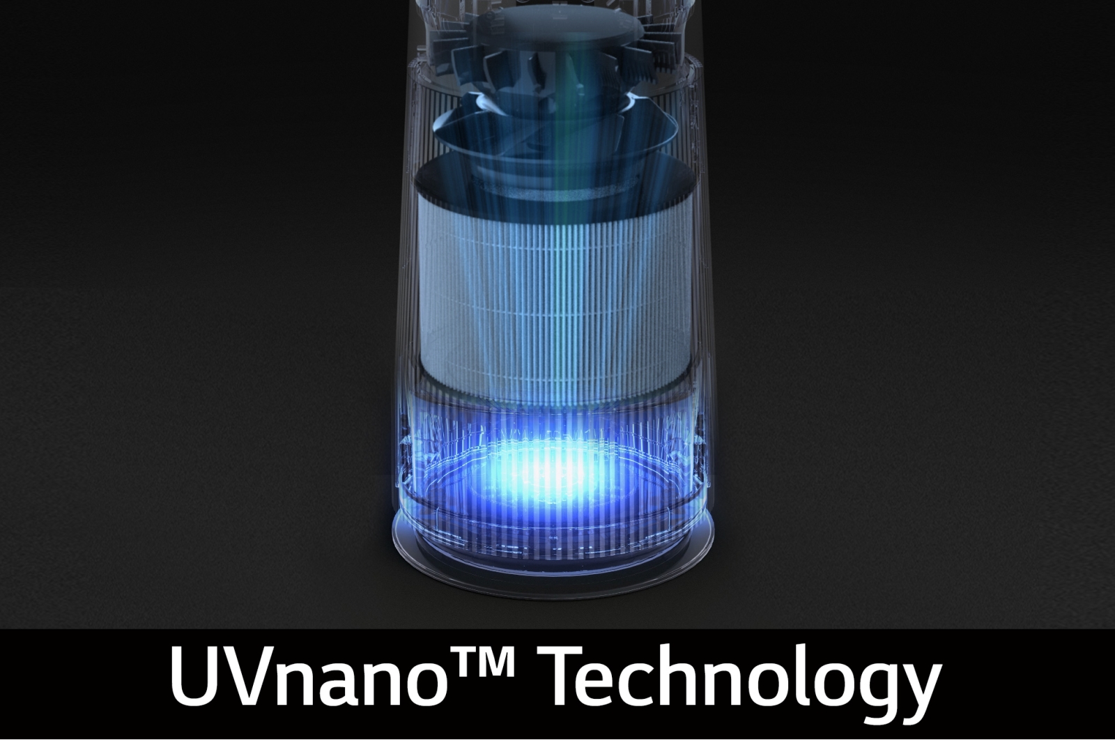 It shows that the filter of the product is separated through 3D images and harmful air is purified cleanly. After the air is purified, the filter and the product are combined again.