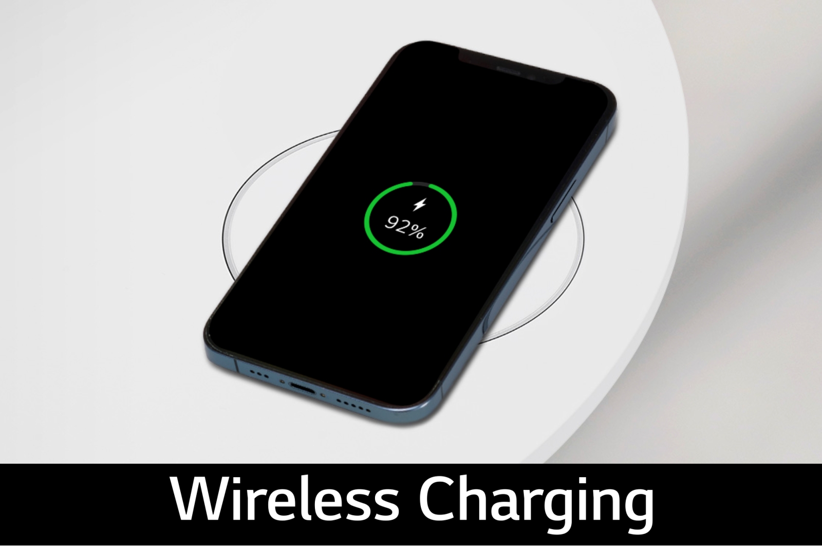 The mobile phone is placed in the charging area at the top of the product. Users can use the product like a table and charge their phones conveniently.