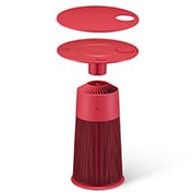 A scene that merges into one appears to show that it is used for two purposes: a table and an air purifier.  Props are placed on top of the product, and purified air is shown from the top of the product.