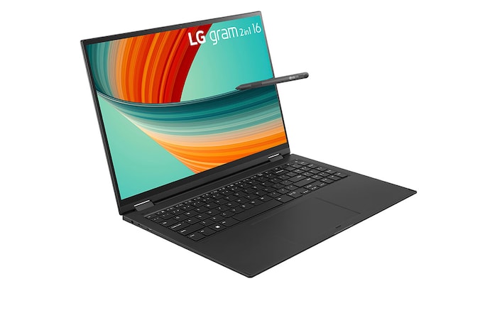 LG gram 16” 2-in-1 Laptop with 16:10 WQXGA Anti-Glare IPS Touch Screen Display, 13th Gen Intel® Core™ (Certified Evo™ Platform) i7 Processor and LG Stylus Wacom Pen, 16T90R-G.AP75A3