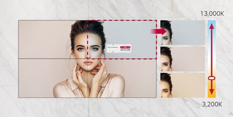 A woman looks up the screen installed upstairs, and the color is vividly displayed without any distortion.