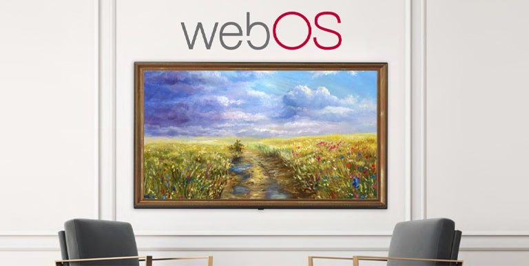 A TV is screening an art piece with Gallery Mode based on webOS.