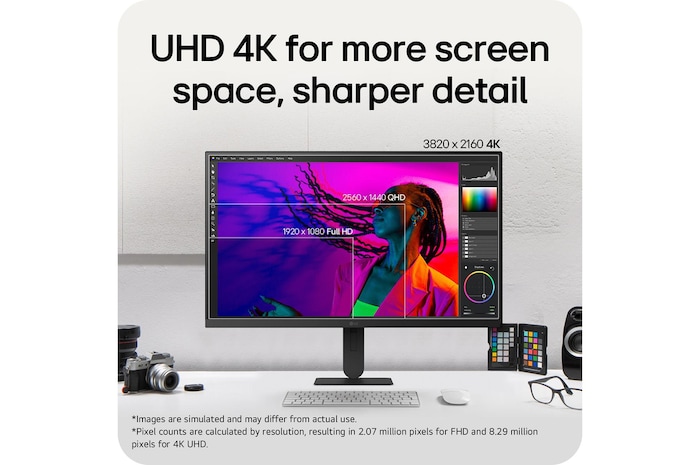LG UltraFine UHD 4K display showing enhanced clarity and expanded screen space