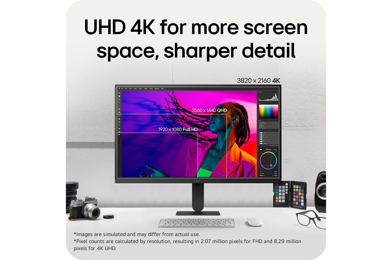 LG UltraFine UHD 4K display showing enhanced clarity and expanded screen space