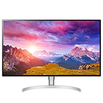 LG UltraFine™ 32" 4K Nano IPS Monitor with scenic mountains, front view, 32UL950-W