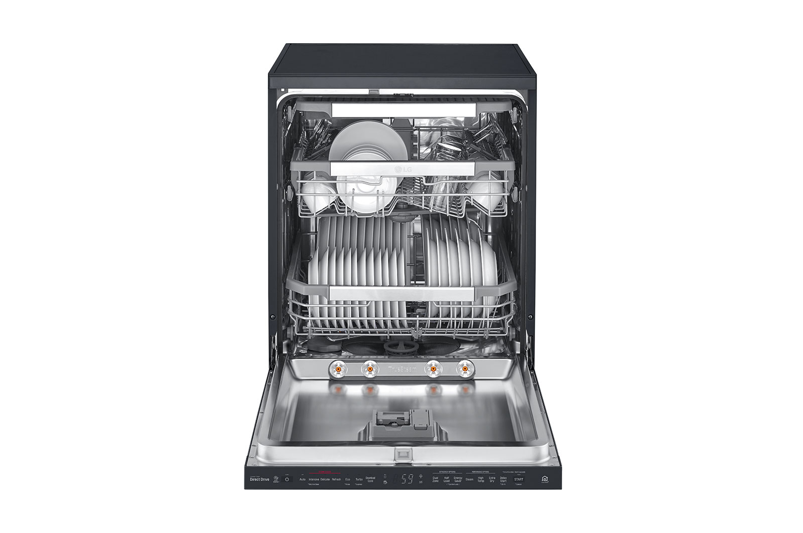 LG THINQ™ Top Control Dishwasher QuadWash® & True Steam®, in black, DFB227HM