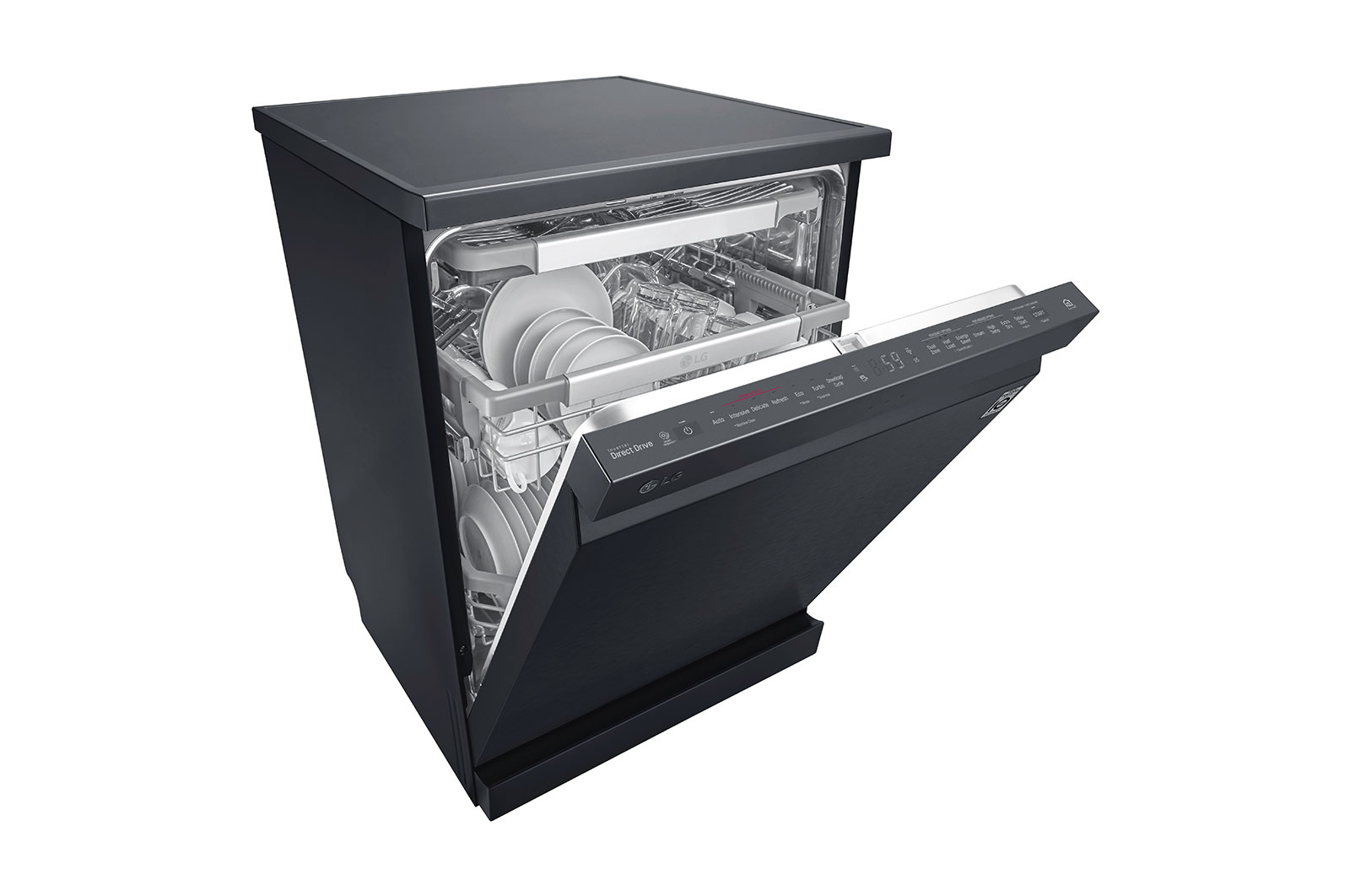 LG THINQ™ Top Control Dishwasher QuadWash® & True Steam®, in black, DFB227HM