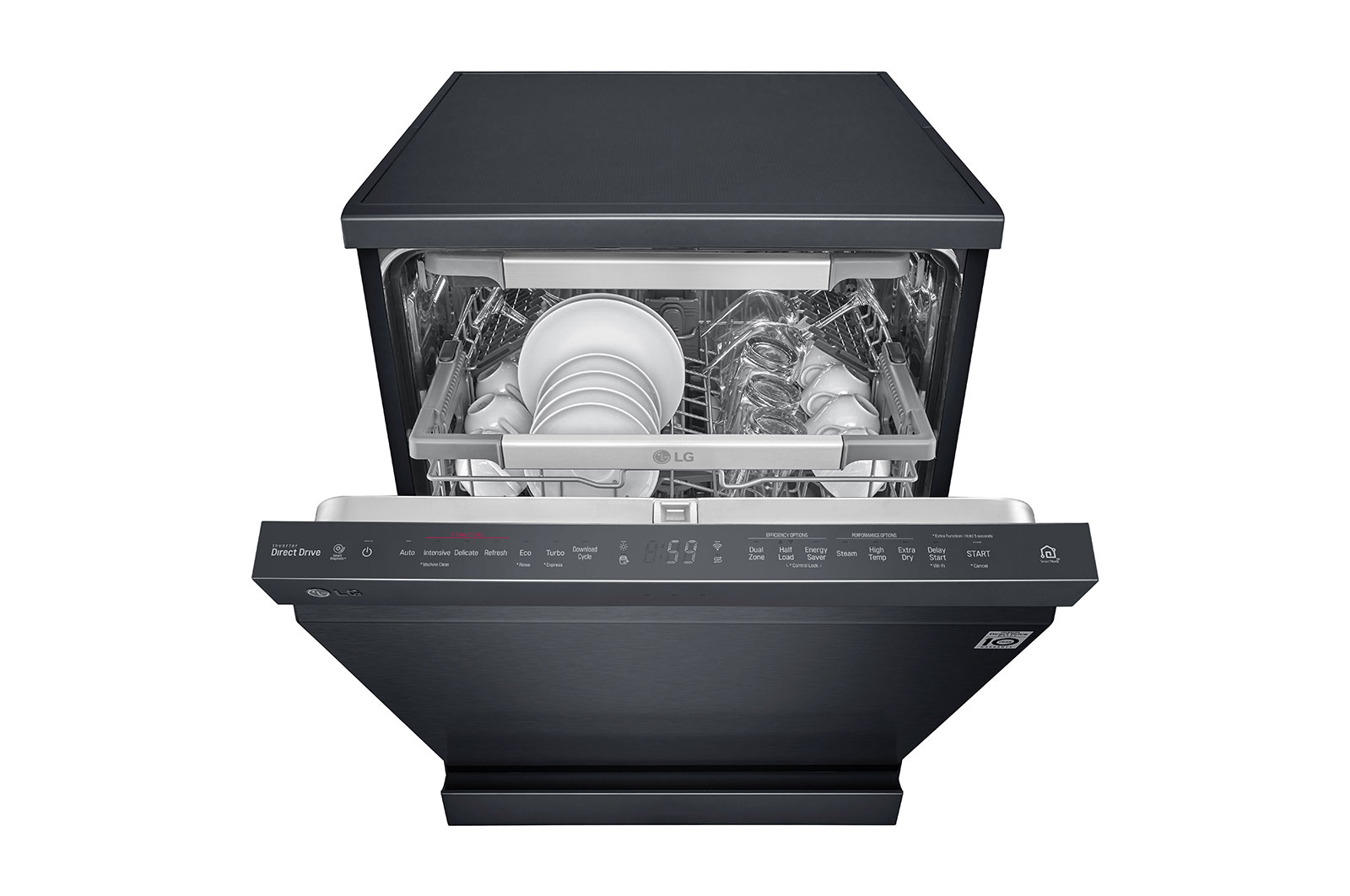 LG THINQ™ Top Control Dishwasher QuadWash® & True Steam®, in black, DFB227HM