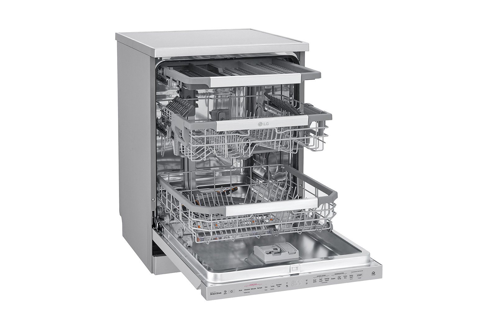 LG THINQ™ Top Control Dishwasher QuadWash® & True Steam®, in silver, DFB325HS