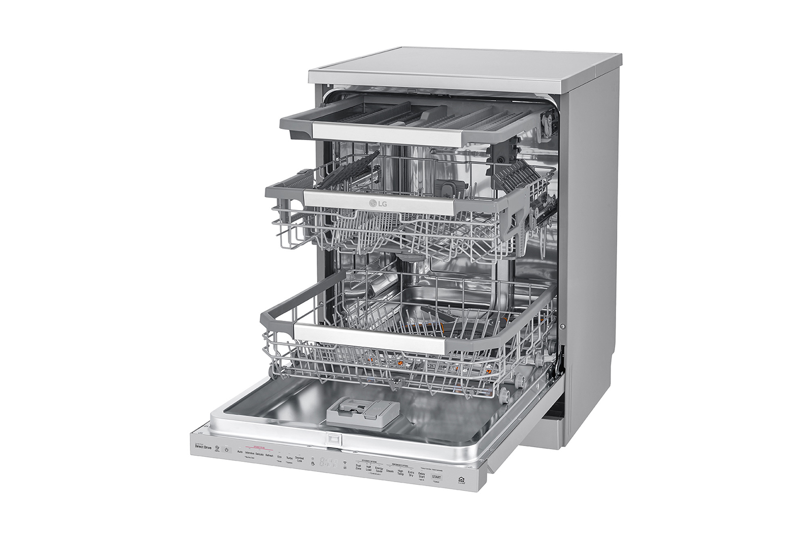 LG THINQ™ Top Control Dishwasher QuadWash® & True Steam®, in silver, DFB325HS