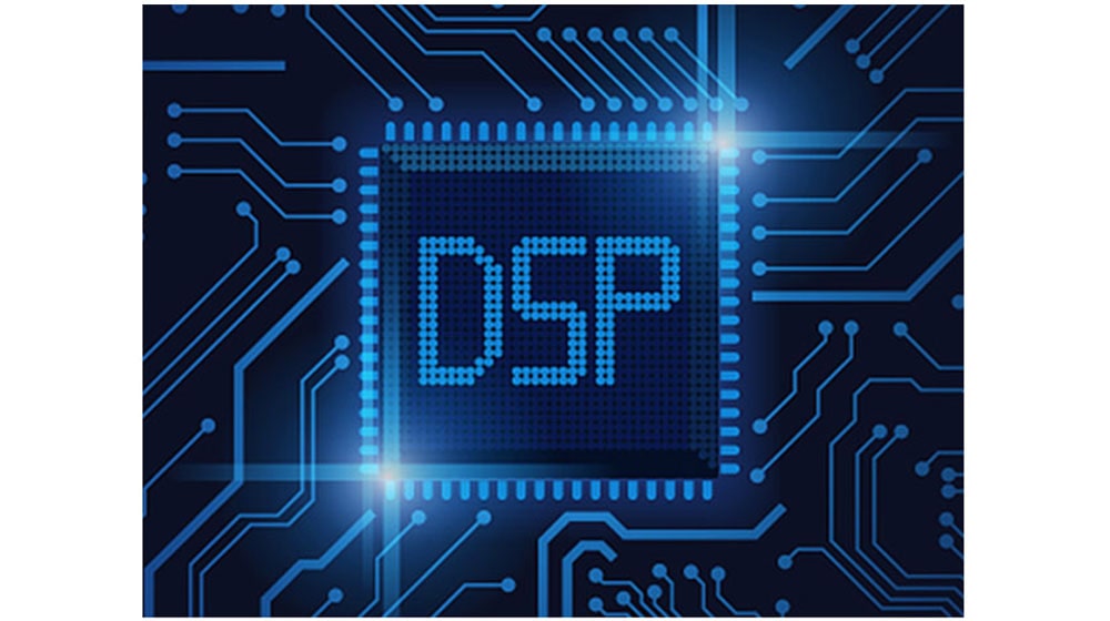A circuit board with DSP in the middle.