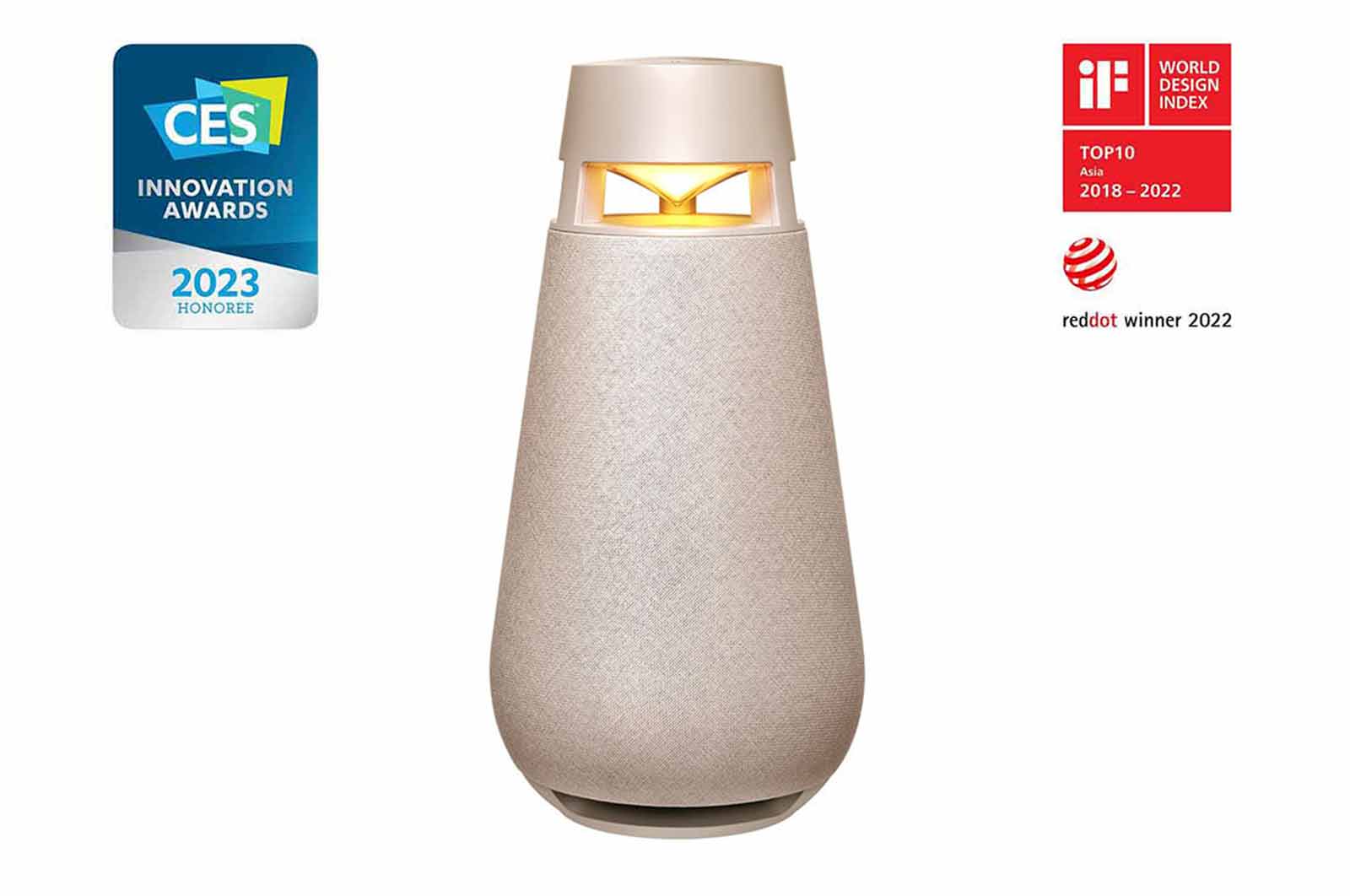 LG XBOOM 360 XO3 - Portable Bluetooth Speaker with 360 Sound, Customizable Mood Lighting (Beige), XO3QBE