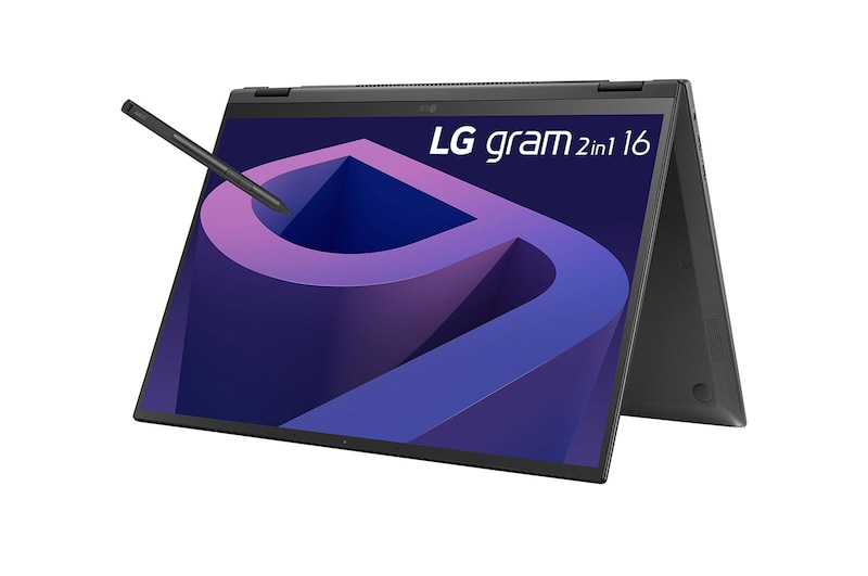 LG gram 16” 2-in-1 Laptop with 16:10 WQXGA IPS Touch Screen Display, 12th Gen Intel® Core™ (Certified Evo™ Platform) i7 Processor and LG Stylus Wacom Pen, 16T90Q-G.AA75A3