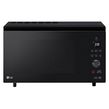 Front view of LG 39L Smart Inverter Microwave Oven, in black, MJ3965BGS