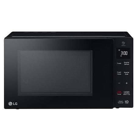 Front view of LG 23L NeoChef Microwave Oven in black, MS2336GIB