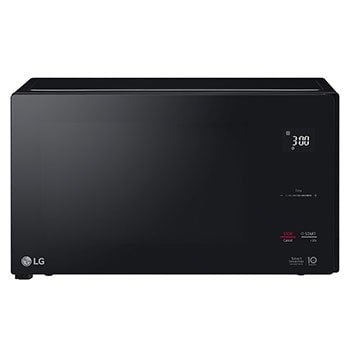 Front view of LG 25L Smart Inverter Microwave Oven, in black, MS2595DIS
