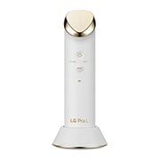 Front view of LG Pra.L Galvanic Ion Booster in white with gold details, BBL1