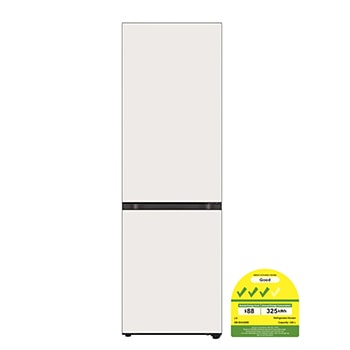 344L Bottom Freezer Refrigerator with Smart Inverter Compressor in Cream Beige Glass