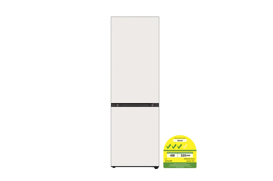 LG 344L Bottom Freezer Refrigerator with Smart Inverter Compressor™ in Cream Beige(Glass)               , GB-B3442BE