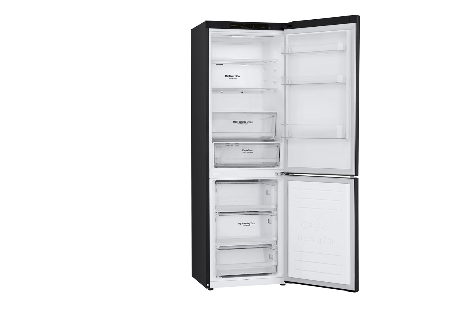 LG 341L Bottom Freezer with Smart Inverter Compressor™ in Matt Black, GB-B3442MC