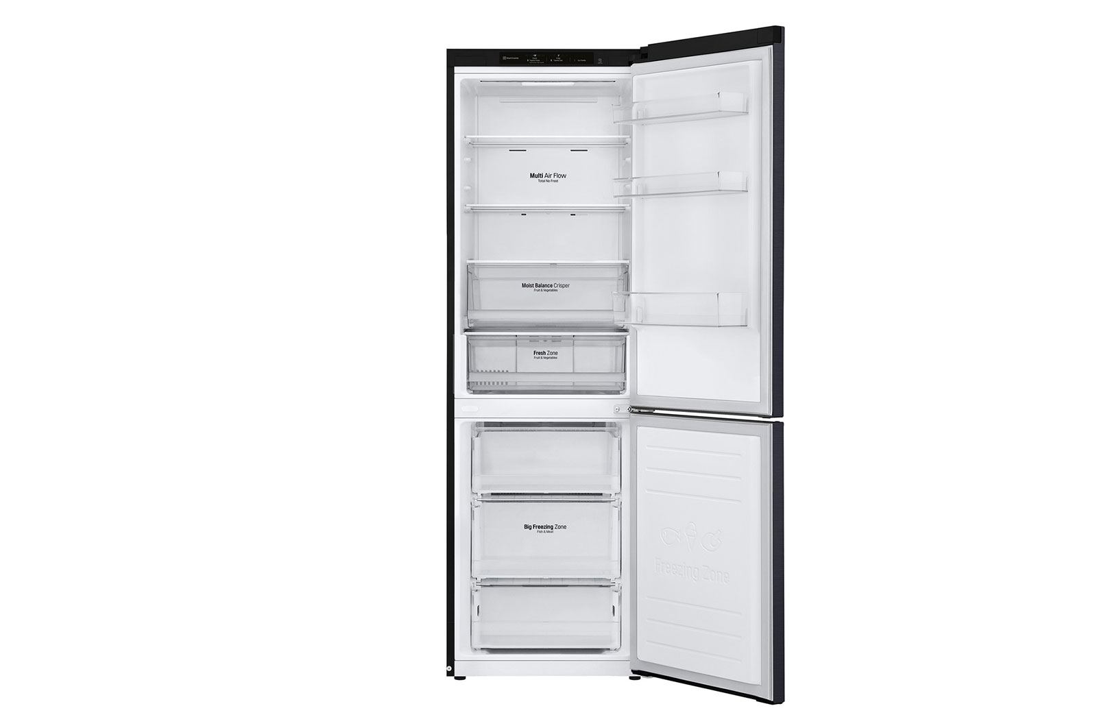 LG 341L Bottom Freezer with Smart Inverter Compressor™ in Matt Black, GB-B3442MC