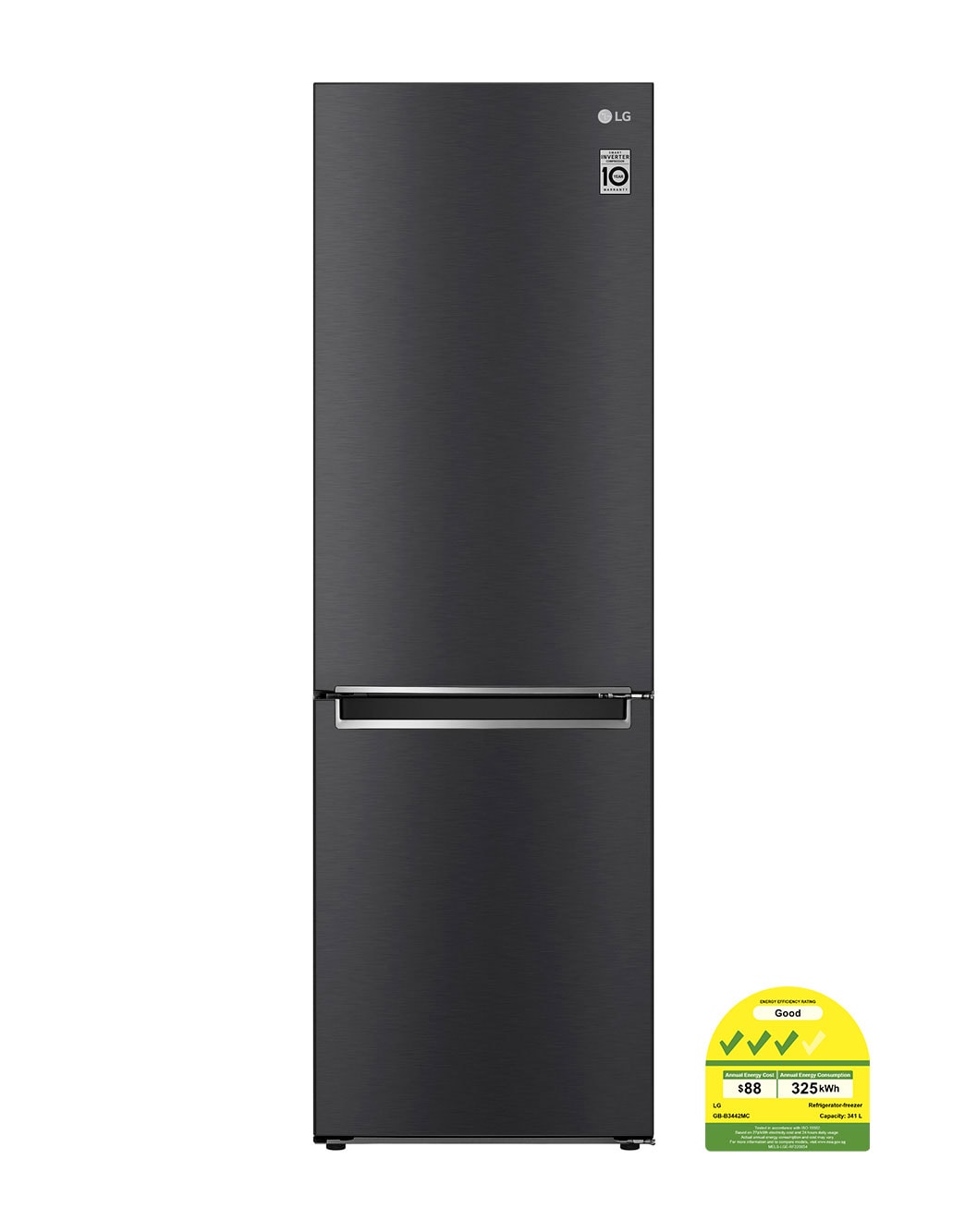 341L Bottom Freezer with Fresh Zone in Matt Black LG SG