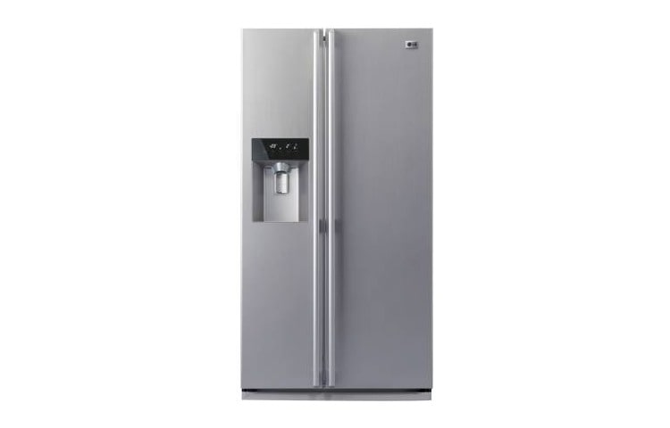 Front view of 567L Platinum Silver Side by Side Fridge GR-L208BLK