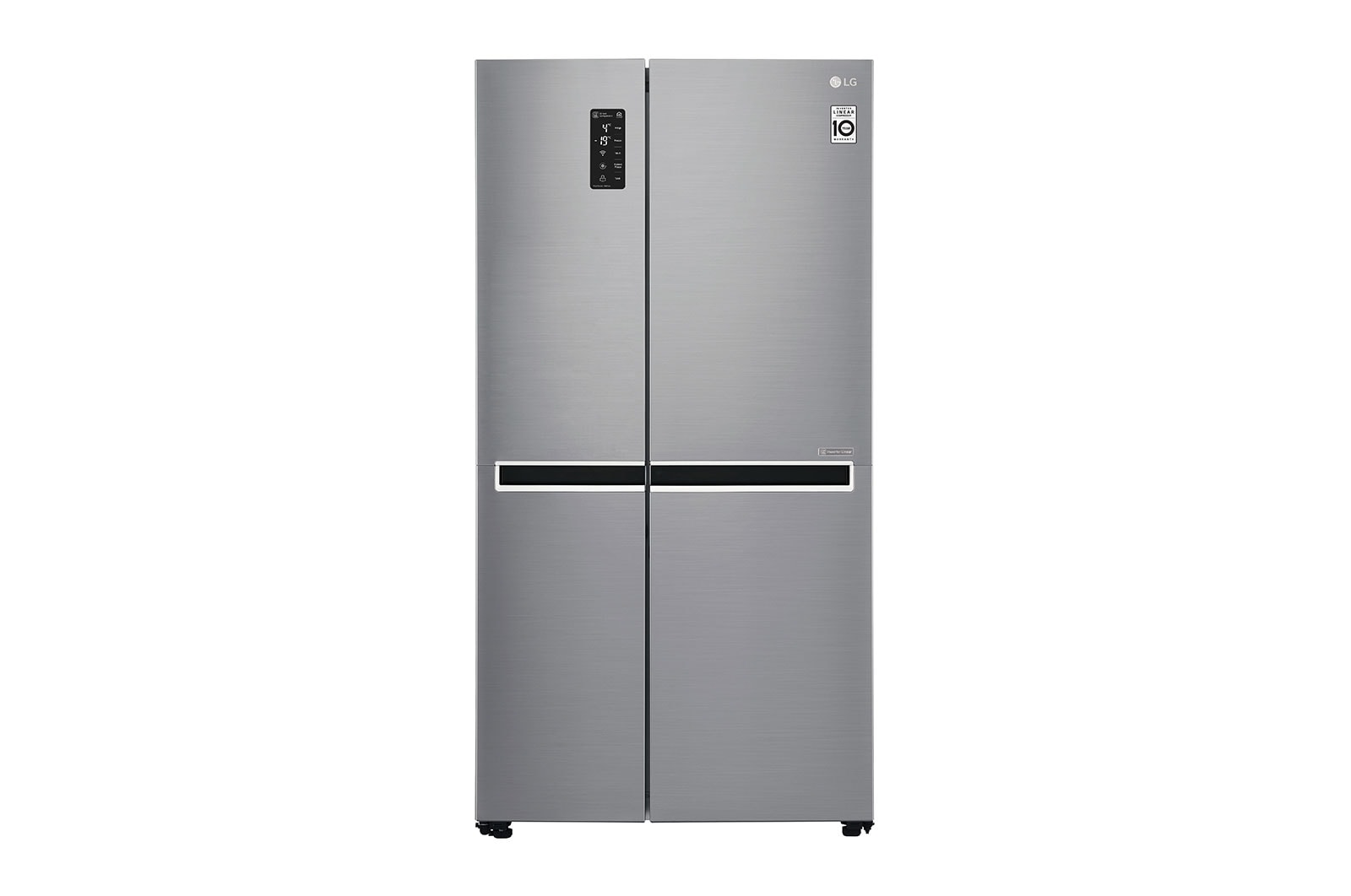 Front view of 626L side-by-side-fridge with Inverter Linear Compressor in Platinum Silver GS-B6269PZ