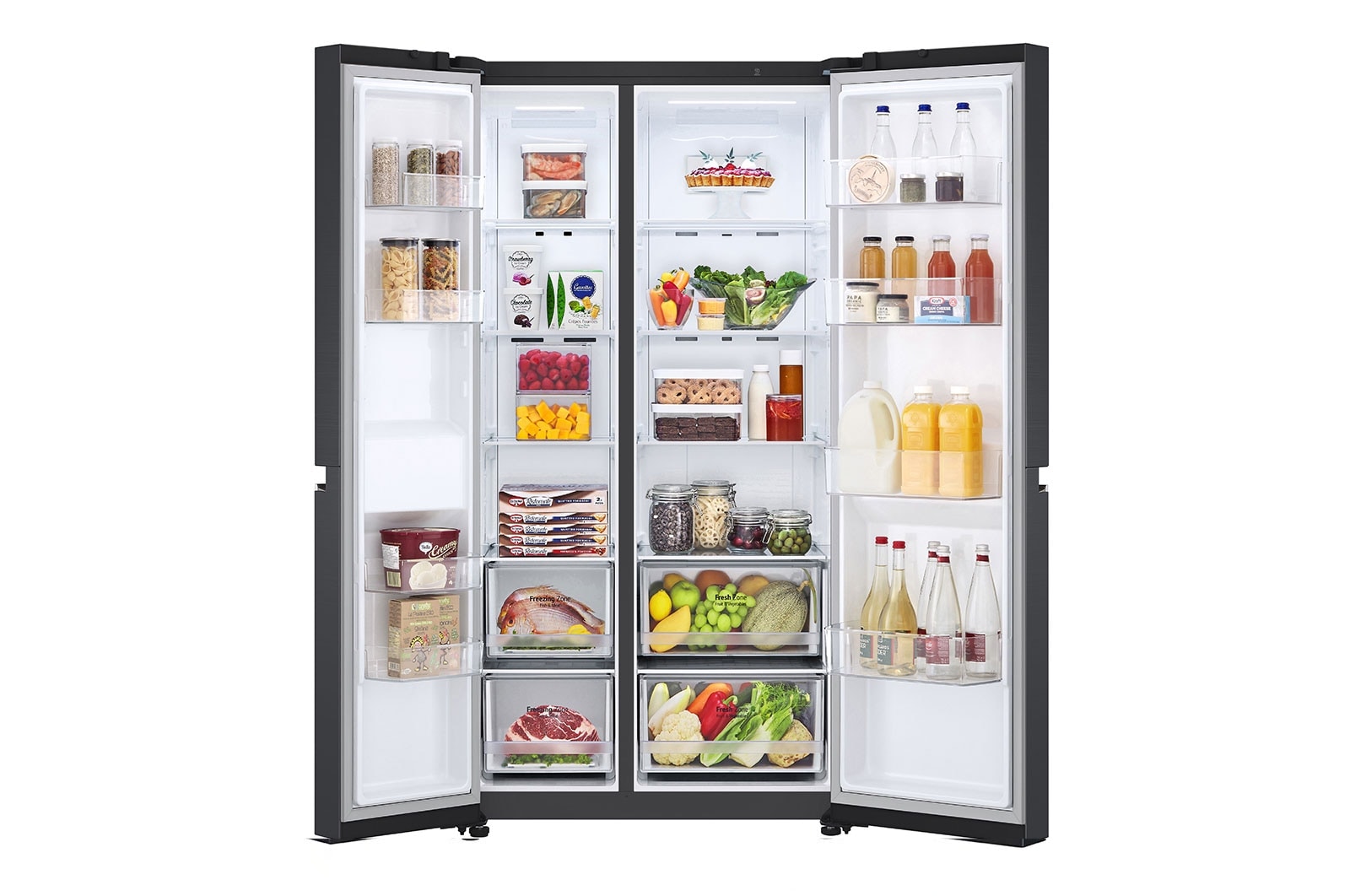 LG 647L side-by-side-fridge with Linear Compressor in Matt Black, GS-B6472MC