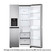 LG 617L side-by-side-fridge with Smart Inverter Compressor in Platinum Silver, GS-L6172PZ