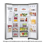 LG 617L side-by-side-fridge with Smart Inverter Compressor in Platinum Silver, GS-L6172PZ