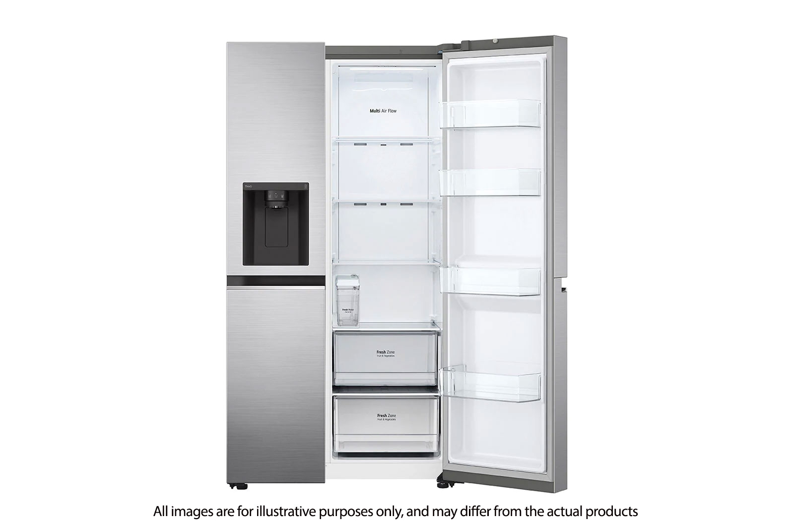 LG 617L side-by-side-fridge with Smart Inverter Compressor™ in Platinum Silver, GS-L6172PZ