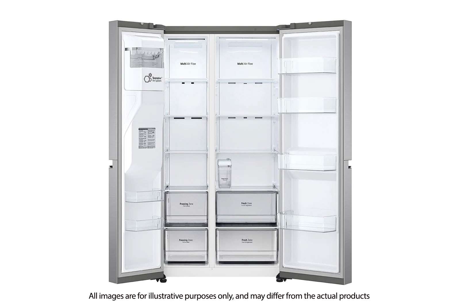 LG 617L side-by-side-fridge with Smart Inverter Compressor™ in Platinum Silver, GS-L6172PZ