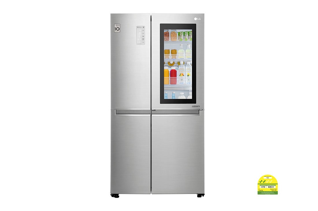 LG 626L side-by-side-fridge with InstaView in Noble Steel, GS-Q6278NS