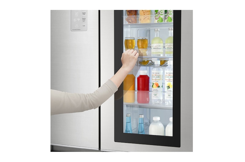 LG 626L side-by-side-fridge with InstaView in Noble Steel, GS-Q6278NS