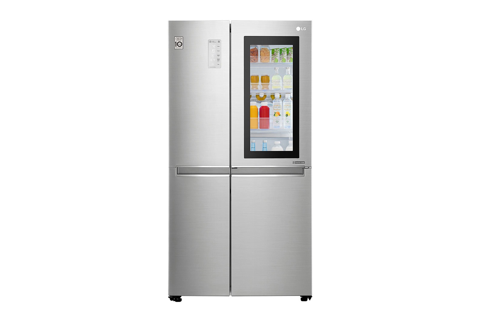 Front view of 626L side-by-side-fridge with InstaView in Noble Steel GS-Q6278NS