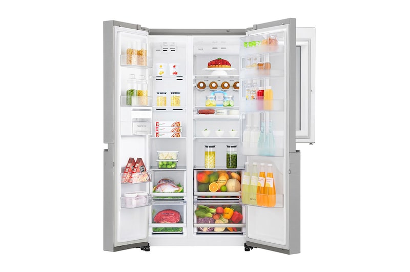 LG 626L side-by-side-fridge with InstaView in Noble Steel, GS-Q6278NS