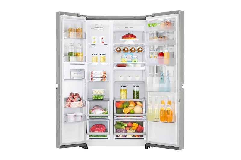 LG 626L side-by-side-fridge with InstaView in Noble Steel, GS-Q6278NS