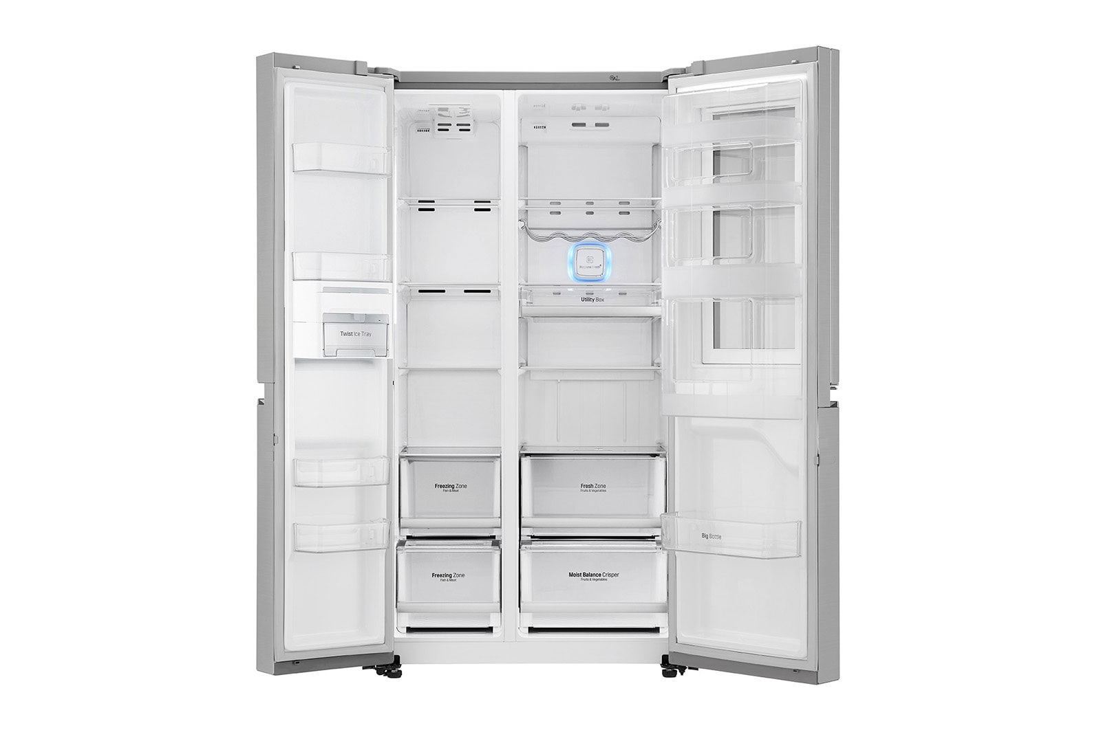 LG 626L side-by-side-fridge with InstaView in Noble Steel, GS-Q6278NS