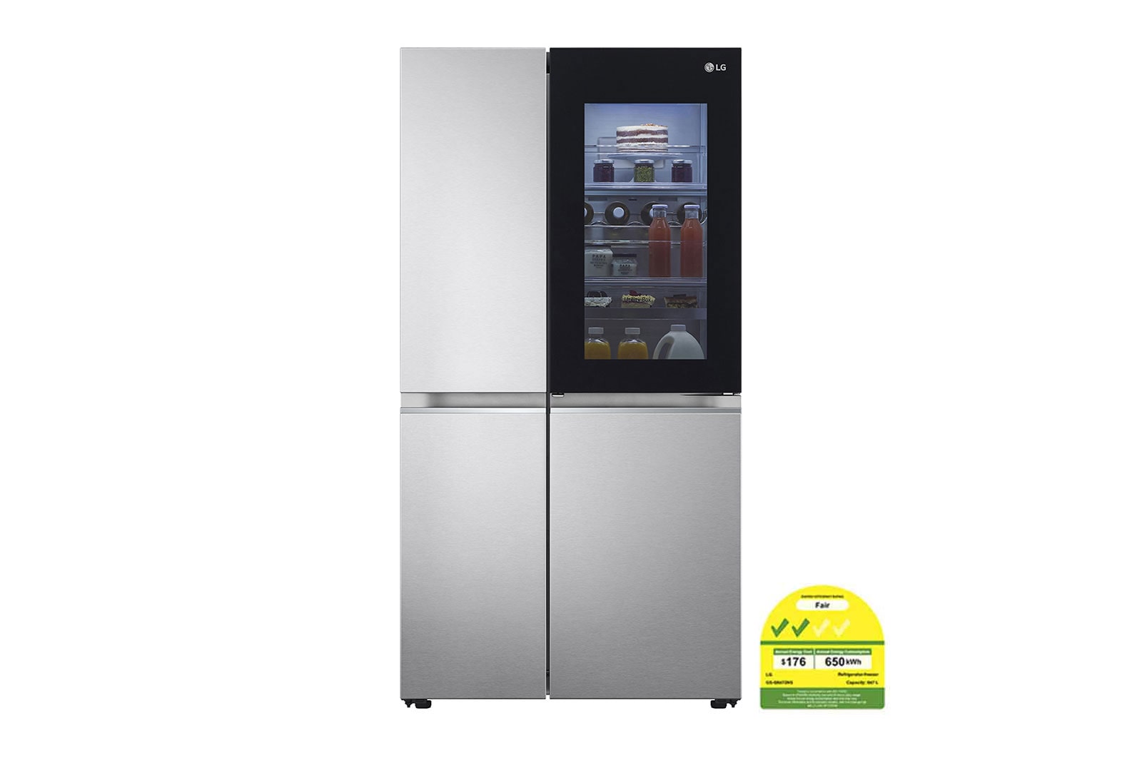 LG 647L side-by-side-fridge with InstaView Door-in-Door™ in New Noble Steel, GS-Q6472NS