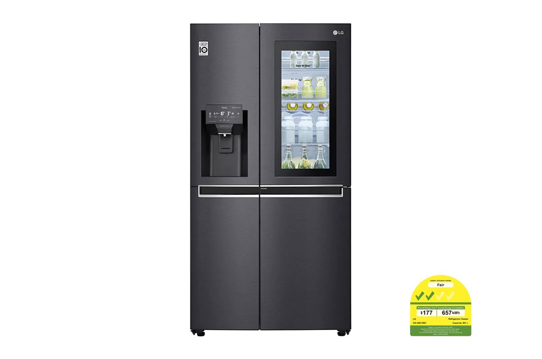 LG 601L side-by-side-fridge with InstaView Door-in-Door™ in Matt Black, GS-X6010MC