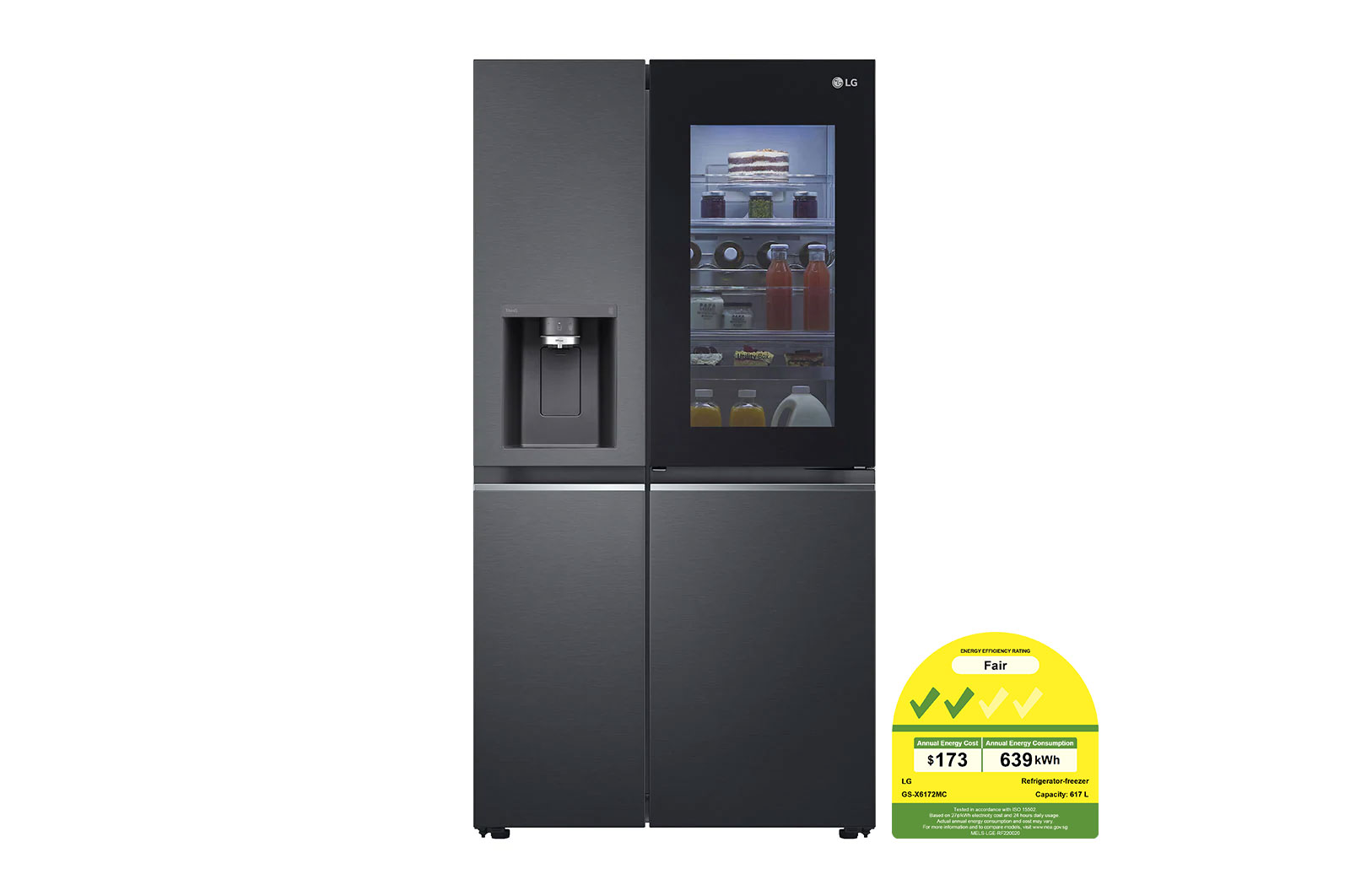 LG  617L Side by Side Fridge with InstaView® Door-in-Door™ in Matt Black, GS-X6172MC